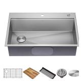 $429 Loften 33 in. Drop-In/Undermount Single...