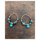 Southwestern Beaded Dangle Hoop Earrings