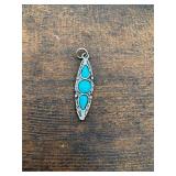 Native American Sterling Silver Turquoise Pendant