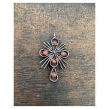 NA Sterling Reversible Coral/Turquoise Pendant