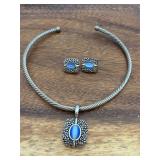 Silver Choker/Necklace Jewelry Set