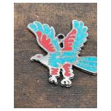 SW Silver Turquoise Coral Eagle Pendant