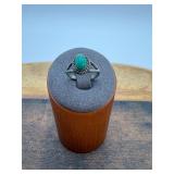 Native Navajo Sterling Petite Malachite Ring