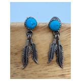 Native American Navajo Sterling Turquoise Earrings