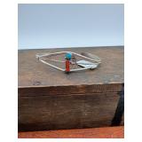 NA Sterling Turquoise Coral Cuff