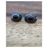 Native Sterling Silver Carnelian Concho Earrings