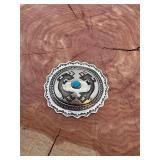 Navajo Sterling Turquoise Belt Buckle--SEE Descrip