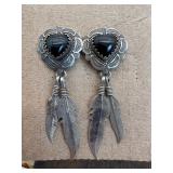 Native Sterling Silver Black Onyx Dangle Earrings