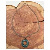 Native Style Silvertone Turquoise Necklace