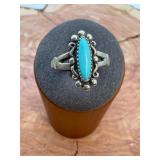 Native/Southwest Sterling Turquoise Ring sz 8.25