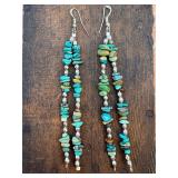 Native/Southwest Silver Turquoise Nugget Earrings