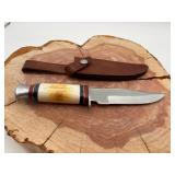 Fixed Blade Bone Handled Knife w/Sheath