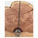 Native Style Silver Coral Necklace