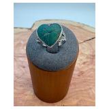 Native/Southwest Sterling Turquoise Heart Sz 6.5