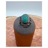 Vintage Native Sterling Turquoise Ring sz 6.25