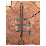 Navajo Sterling Turquoise Squash Blossom Set