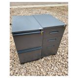 2 Metal Filing Cabinets on wheels w/ keys