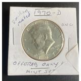 Key Date 40% Silver 1970d Kennedy 1/2 Dollar MS