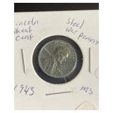 1943 Steel Lincoln Wheat Cent Steel MS