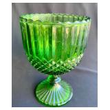 Vintage Emerald Green Pressed Glass Compote