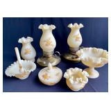 Fenton ï¿½Chocolate Roses on Cameoï¿½ Satin Custard