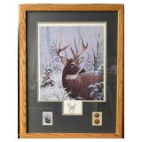 2 Framed Pictures- Deer & Pheasant