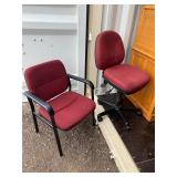 2 Office Chairs- 1 adjustable 1 stationary
