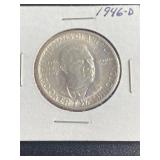 90% Silver 1946d Booker T Washington 1/2 Dollar