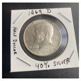 40% Silver 1969d Kennedy 1/2 Dollar