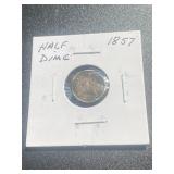 90% Silver 1857 Seated Liberty 1/2 Dime