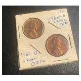 1960d Large Date  1960d Small date Lincoln Mem