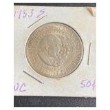 90% Silver 1953s Booker T Washington 1/2 Dollar