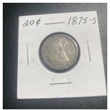 90% Silver 1875s 20 Cent Piece RARE
