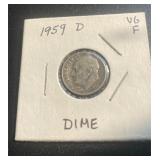 90% silver 1959d Roosevelt 10 Cent Piece