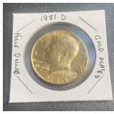 1981 Gold Plated Kennedy 1/2 Dollar