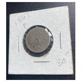 1867 Shield Nickel FIne Condition
