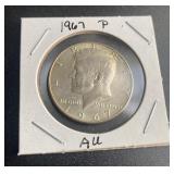 40% Silver 1967 Kennedy 1/2 Dollar Au