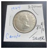 80% Silver 1964 Canadian Half Dollar