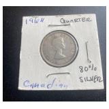 80% Silver 1964 Canadian 25 Cent Piece