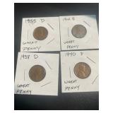 1938d 1940 1941s 1955d Lincoln Wheat Cents
