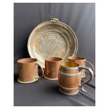 Vintage Copper Cups & Strainer