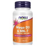 NOW Mega D-3 & MK-7, 5000 IU/180mcg, 120 Caps