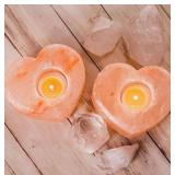2 PACK Zennery Himalayan Salt Heart Candle Holders
