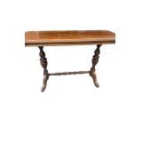 Antique Walnut Stretcher Base Console Sofa Table