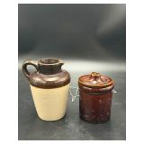 Stoneware Jug & Brown Pottery Crock Jar Lot