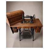 Antique Niobe Treadle Sewing Machine Cabinet