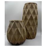 MCM Style Brown Ceramic Vases Set