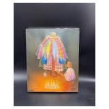 Vintage Folk Art Canvas Painting Colorful Scene
