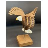 Wooden Bald Eagle Sculpture on Stand Folk Art 7ï¿½