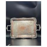 Ornate Silverplate Serving Tray w Handles
